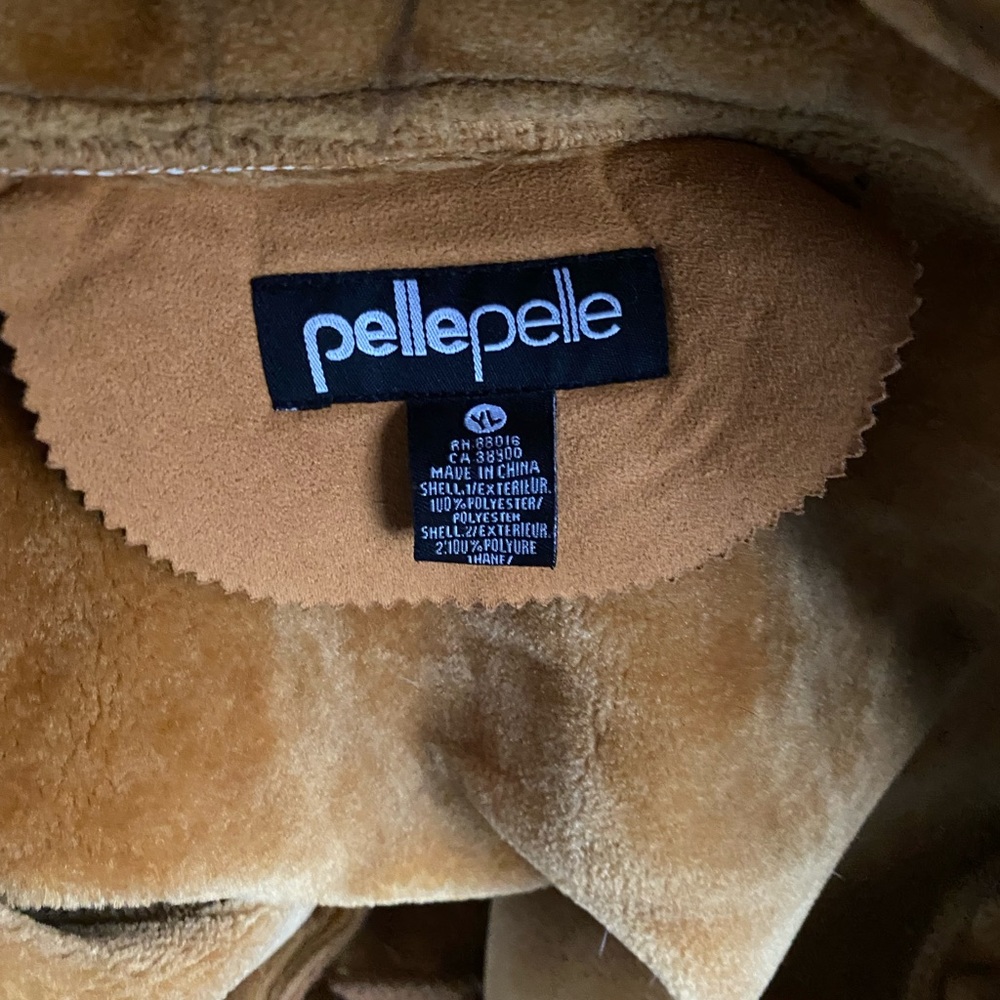Used youth large tan pelle pelle jacket with hood